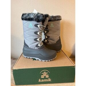 Kamik Snowangel Winter Boots Kids 4 Charcoal Fleece‎ Lined Waterproof Insulated